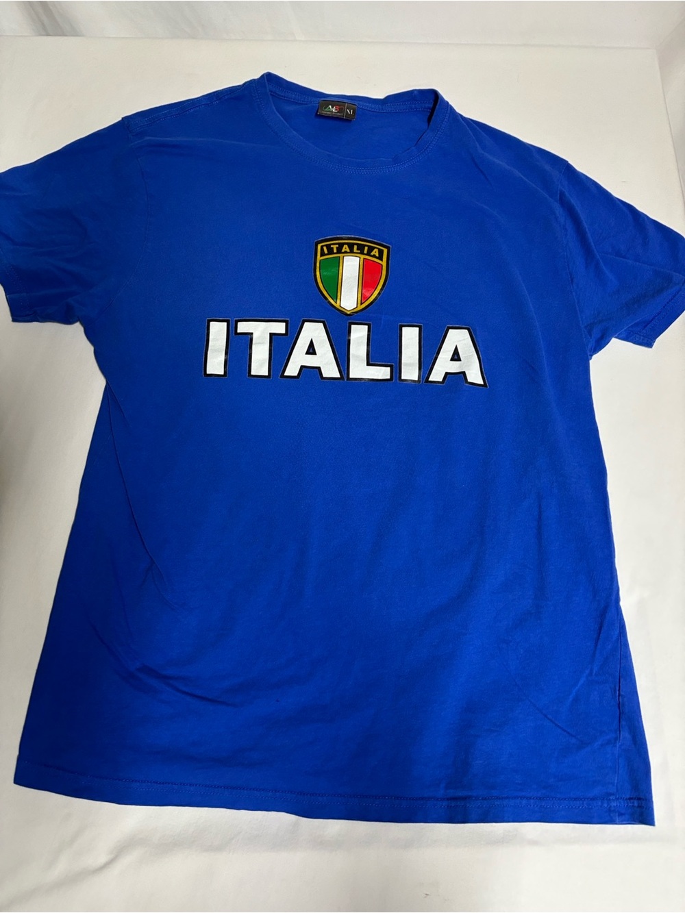 Italia Italy Graphic T-Shirt Men’s XL Royal Blue Italian Flag Crest Tee